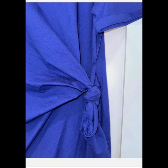 DKNY Blue Cotton Stretch Tshirt Side Knot Navy Blue Midi Dress Size XL - Picture 3 of 6